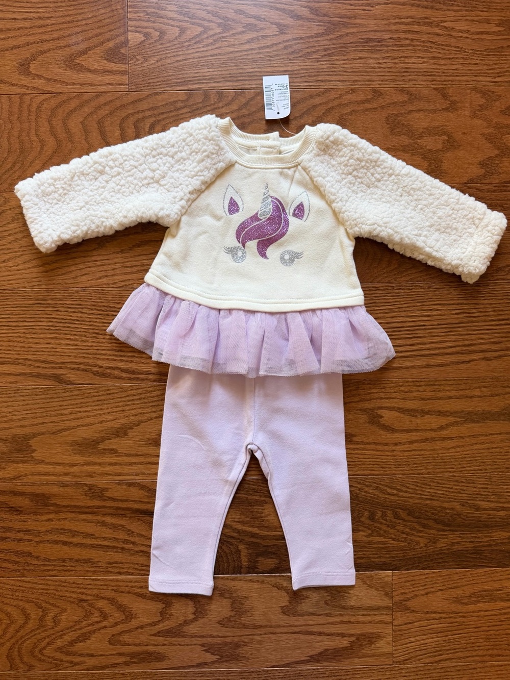 Children’s Place Unicorn Tutu Sweatshirt & Legging Set - Cream & Light Purple